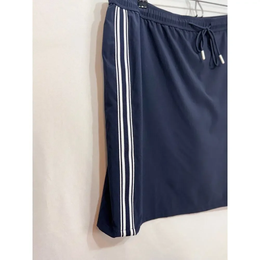 J. Jill skort Navy with white side stripes elastic tie waist stretch knit Sz L
